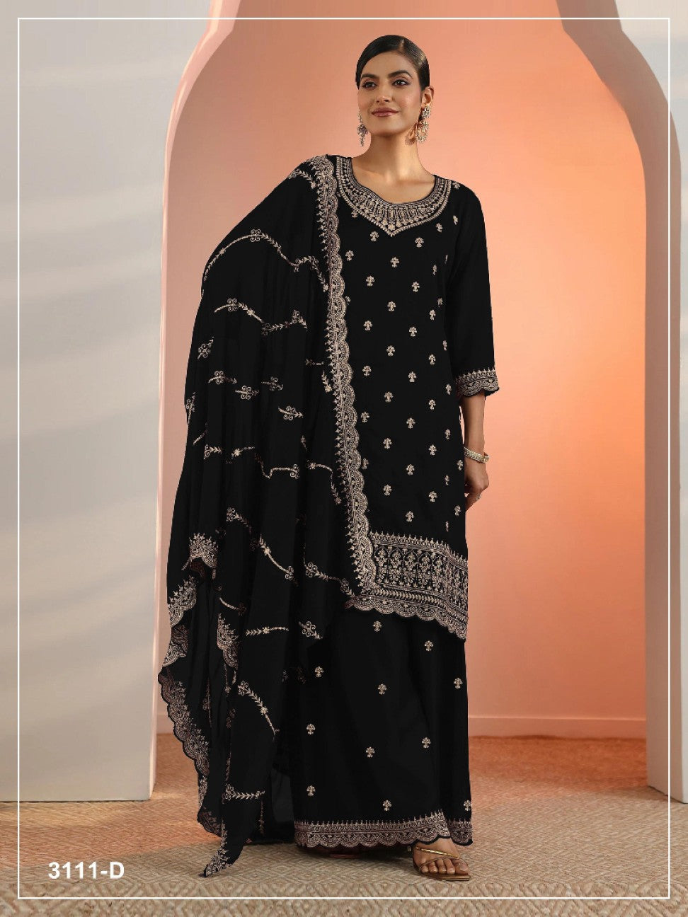 Anaita Black Faux Georgette Suit With Embroidery Work - Dista