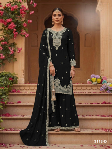 Anaita Black Faux Georgette Suit With Embroidery & Sequence Work - Dista