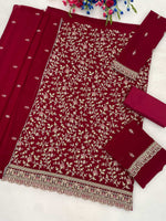 Thumbnail for Anaita Maroon Fox Georgette Semi Stitched Suit with Embroidery & Coding Work - Dista