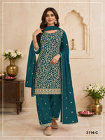 Thumbnail for Anaita Blue Fox Georgette Semi Stitched Suit with Embroidery & Coding Work - Dista