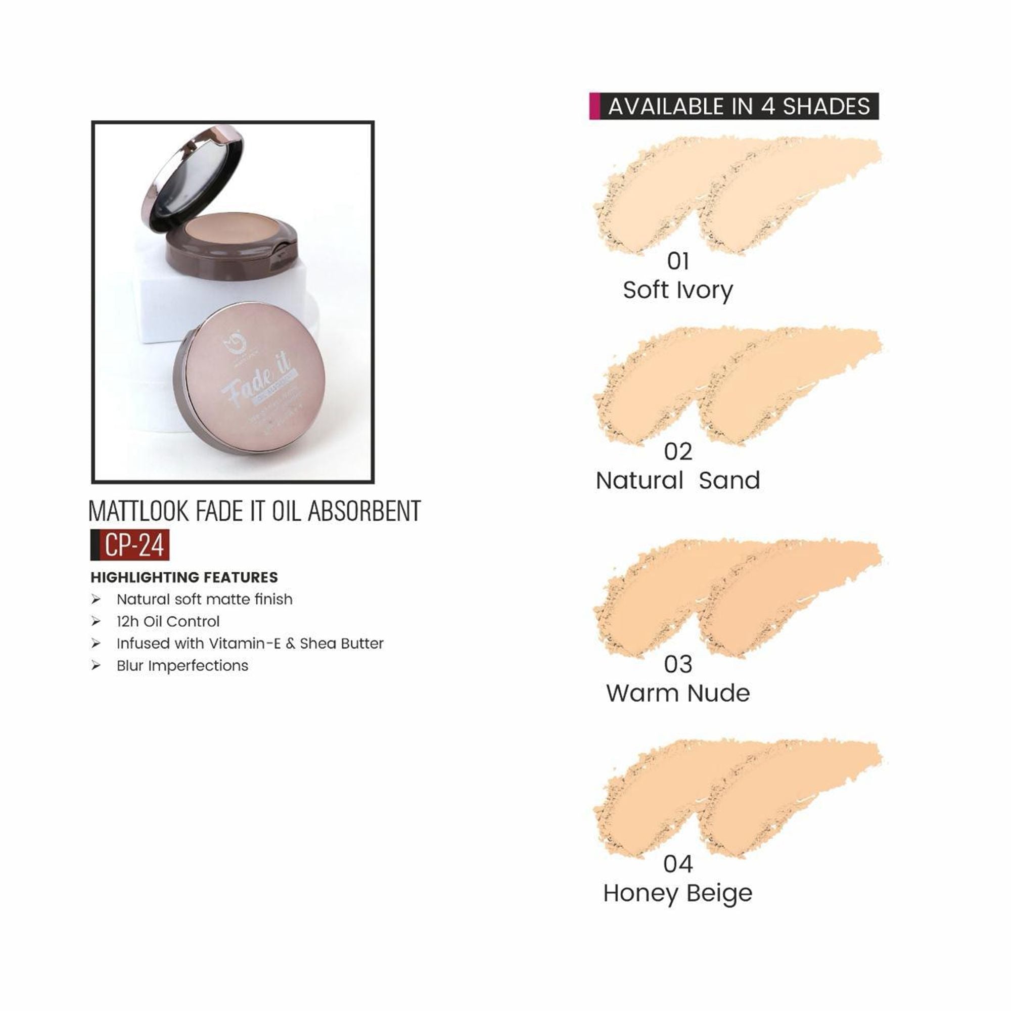 Matt Look Fade If Oil Absorbent Compact - 03 Warm Nude - Distacart
