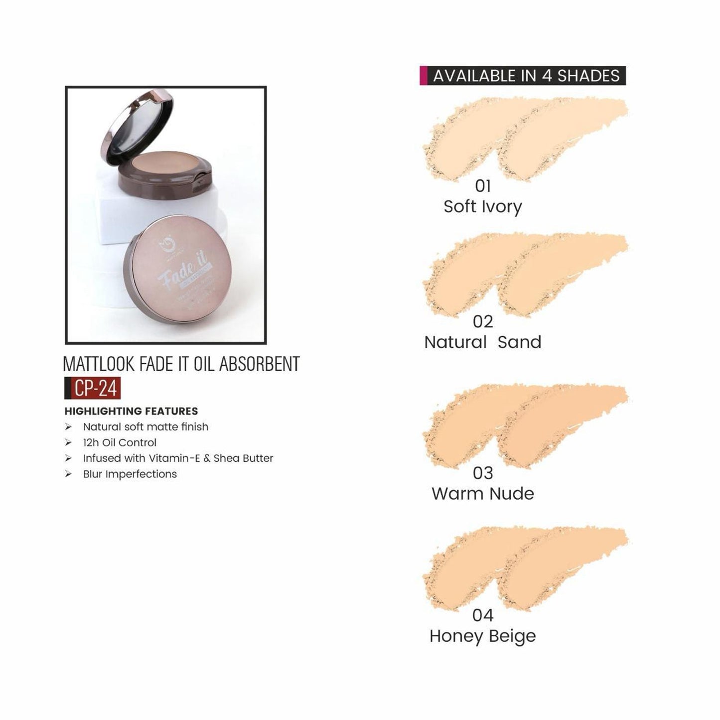 Matt Look Fade If Oil Absorbent Compact - 04 Honey Beige - Distacart