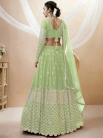 Thumbnail for Tulsi Art Attractive Pastel Green Sequins Work Georgette Lehenga Choli