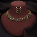 Thumbnail for Tehzeeb Creations Gold Pleate Green Colour Choker Set - Distacart