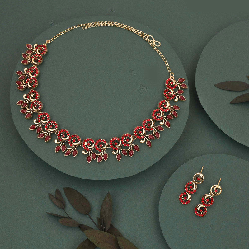 Tehzeeb Creations Gold Pleate Maroon Colour Choker Set - Distacart