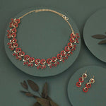 Thumbnail for Tehzeeb Creations Gold Pleate Maroon Colour Choker Set - Distacart