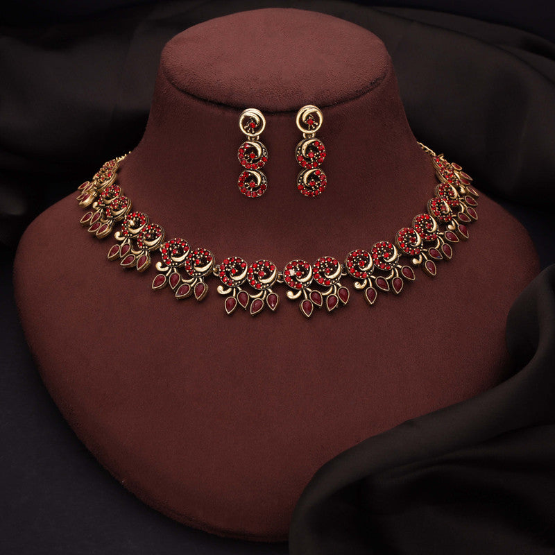 Tehzeeb Creations Gold Pleate Maroon Colour Choker Set - Distacart