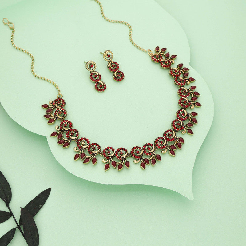 Tehzeeb Creations Gold Pleate Maroon Colour Choker Set - Distacart