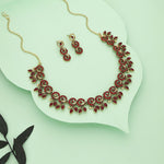 Thumbnail for Tehzeeb Creations Gold Pleate Maroon Colour Choker Set - Distacart