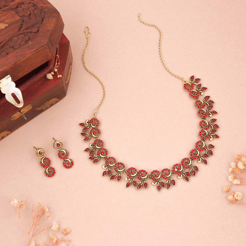 Tehzeeb Creations Gold Pleate Maroon Colour Choker Set - Distacart