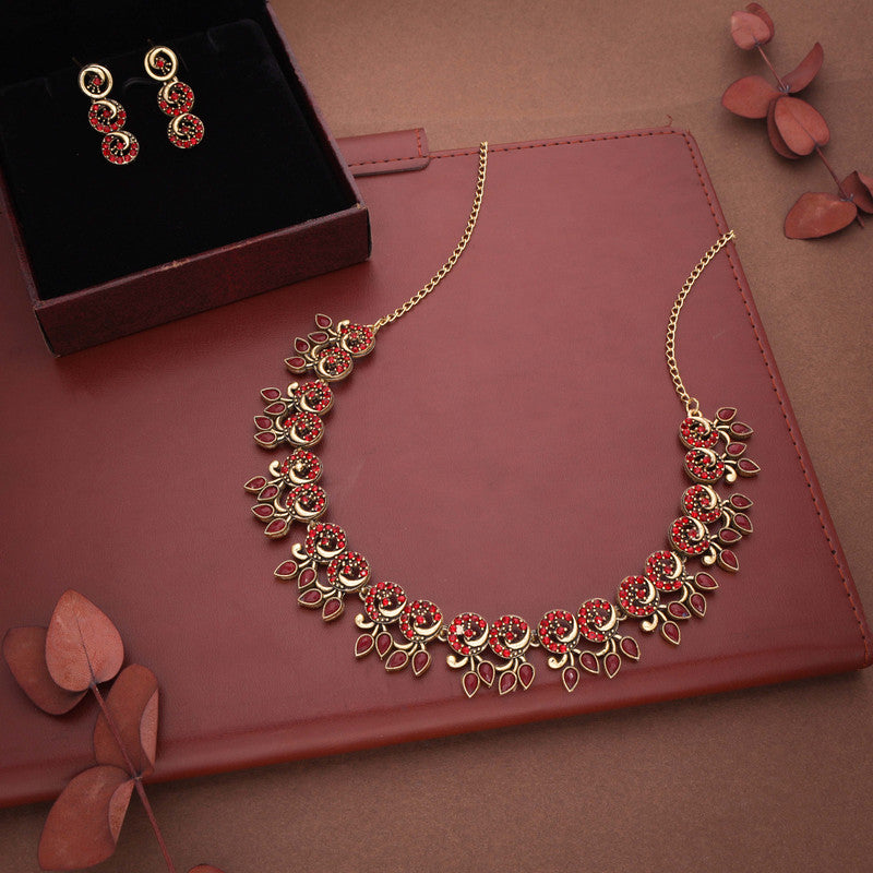 Tehzeeb Creations Gold Pleate Maroon Colour Choker Set - Distacart