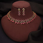 Thumbnail for Tehzeeb Creations Gold Pleate Pink Colour Choker Set - Distacart