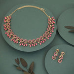 Thumbnail for Tehzeeb Creations Gold Pleate Pink Colour Choker Set - Distacart