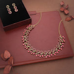 Thumbnail for Tehzeeb Creations Gold Pleate Pink Colour Choker Set - Distacart