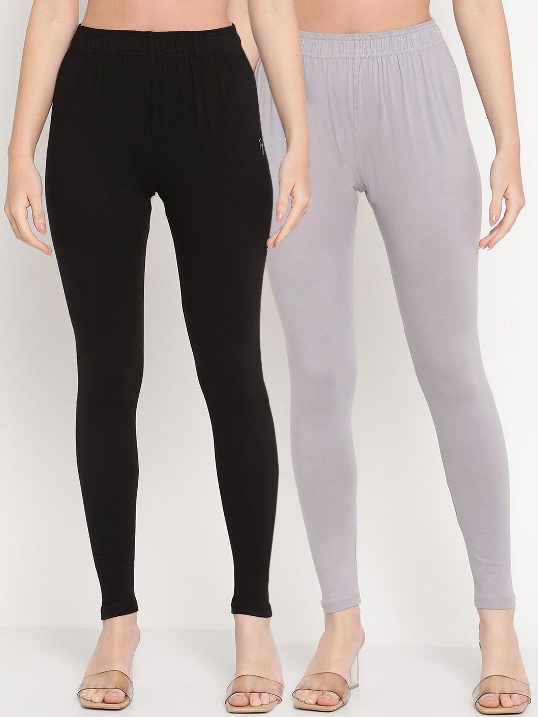 TAG 7 Women Pack Of 2 Solid Comfort-Fit Ankle-Length Leggings - Distacart