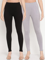 Thumbnail for TAG 7 Women Pack Of 2 Solid Comfort-Fit Ankle-Length Leggings - Distacart