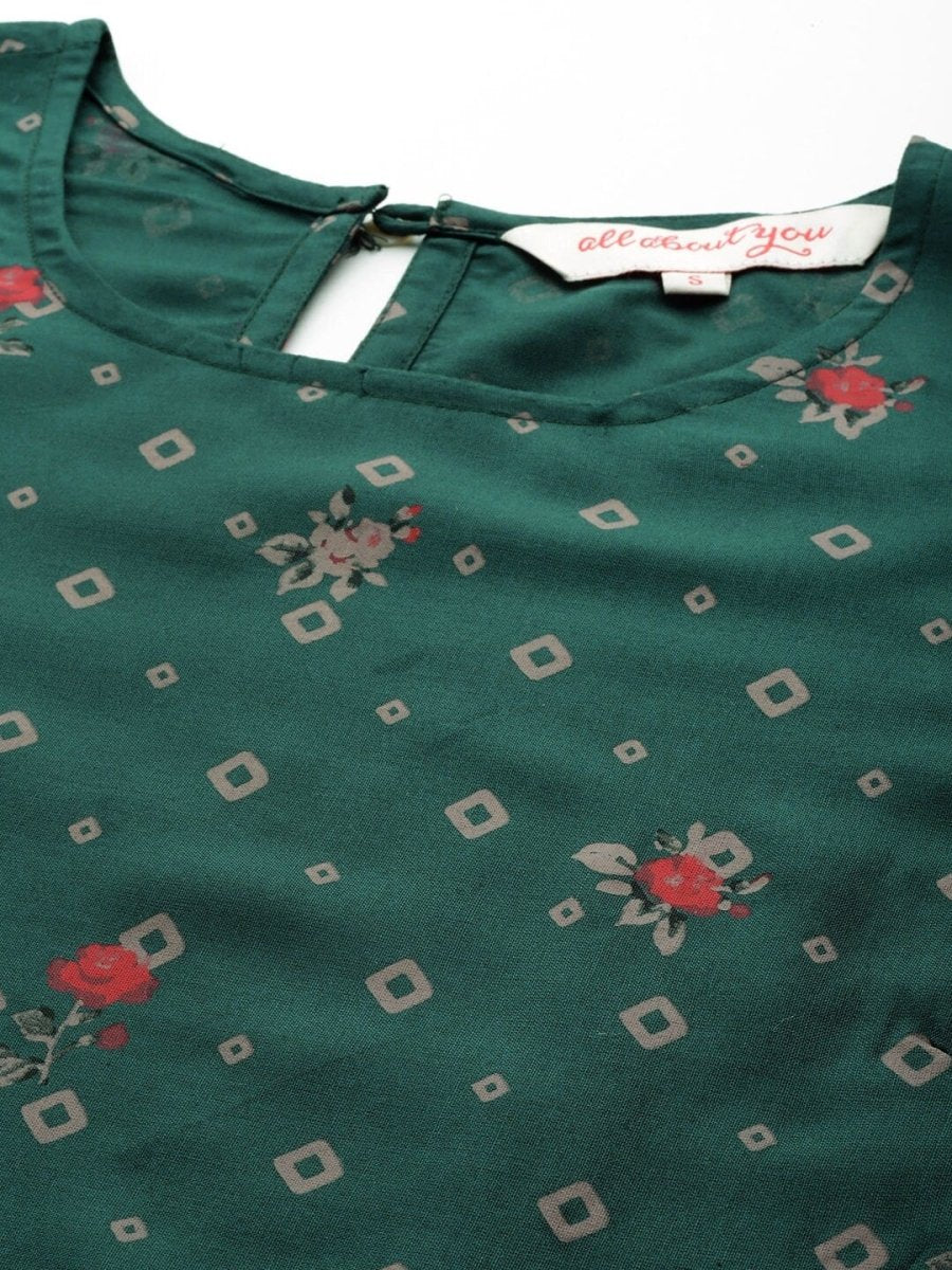 All About You Women Floral & Geometric Printed Straight Kurta - Distacart