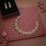 Thumbnail for Tehzeeb Creations Gold Pleate Maroon & Green Colour Choker Set - Distacart