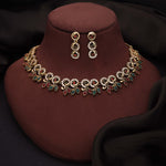 Thumbnail for Tehzeeb Creations Gold Pleate Maroon & Green Colour Choker Set - Distacart