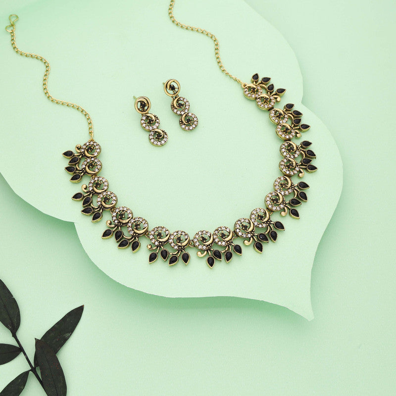 Tehzeeb Creations Gold Pleate Black Colour Choker Set - Distacart