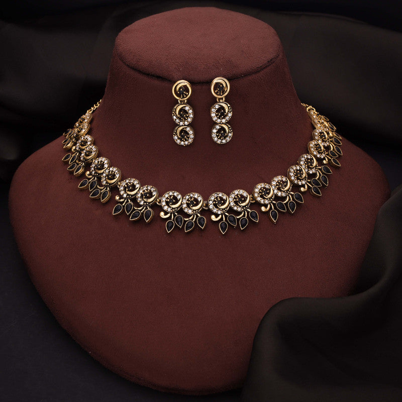Tehzeeb Creations Gold Pleate Black Colour Choker Set - Distacart