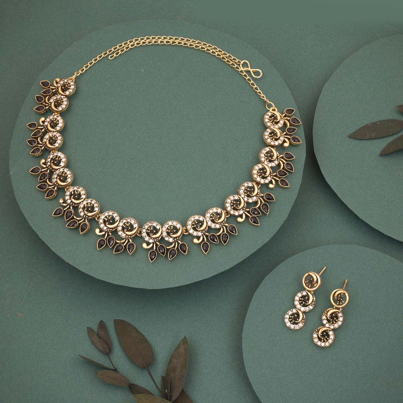 Tehzeeb Creations Gold Pleate Black Colour Choker Set - Distacart
