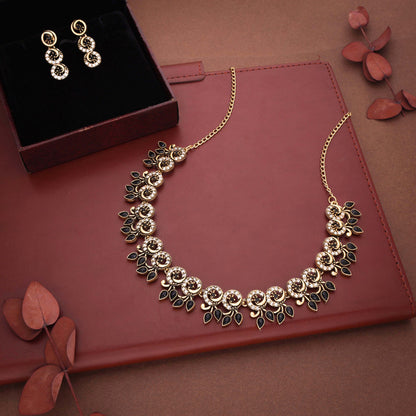 Tehzeeb Creations Gold Pleate Black Colour Choker Set - Distacart