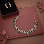 Thumbnail for Tehzeeb Creations Gold Pleate Green Colour Choker Set - Distacart