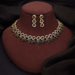 Thumbnail for Tehzeeb Creations Gold Pleate Green Colour Choker Set - Distacart