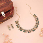 Thumbnail for Tehzeeb Creations Gold Pleate Green Colour Choker Set - Distacart