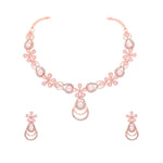 Thumbnail for Tehzeeb Creations Rose Gold-Polished Baby Pink Colour Necklace With Stud - Distacart