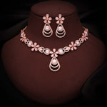 Thumbnail for Tehzeeb Creations Rose Gold-Polished Baby Pink Colour Necklace With Stud - Distacart