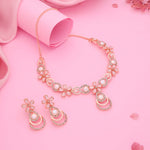 Thumbnail for Tehzeeb Creations Rose Gold-Polished Baby Pink Colour Necklace With Stud - Distacart