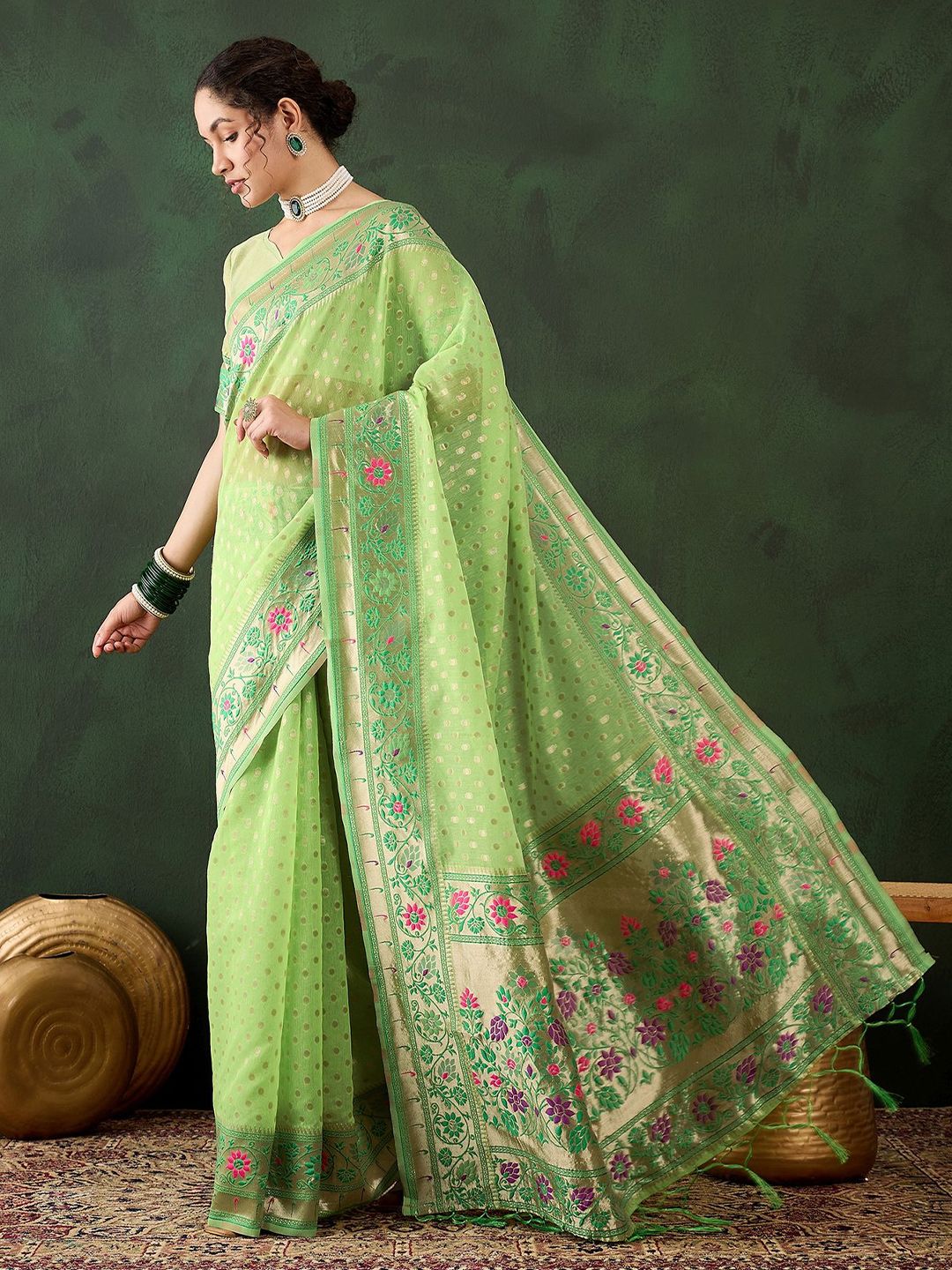 Mitera Woven Design Zari Saree - Distacart