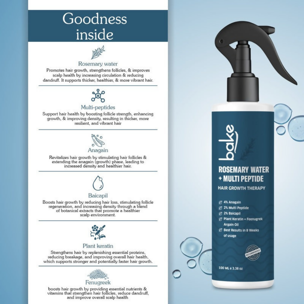 Bake Rosemary Water Hair Growth Spray with Multi Peptides - Distacart