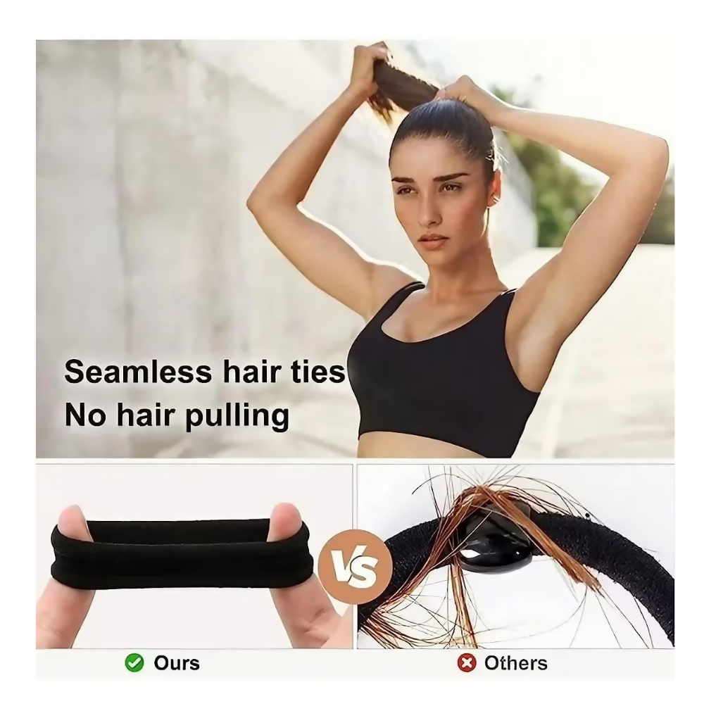 Bronson Professional Hair Rubber Bands Ponytail Holder with Storage Box - Black - Dista