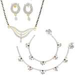 Thumbnail for AanyaCentric Gold-plated Mangalsutra Pendant Earring Set & Silver Plated Anklet - Distacart