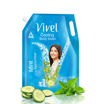 Vivel Cooling Body Wash Mint & Cucumber Moisturizing Shower Gel Supersaver XL Refill Pouch - Distacart
