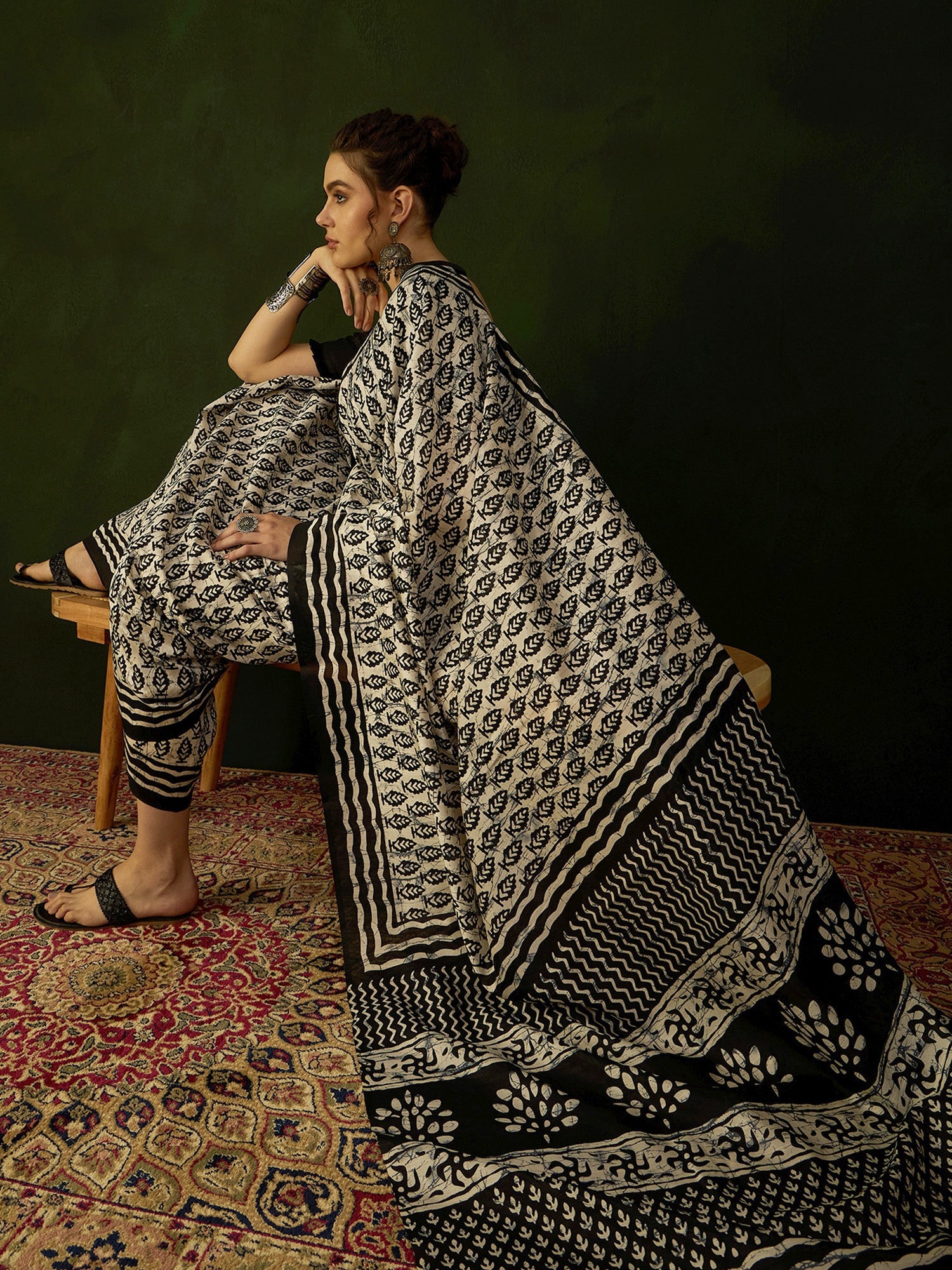 NOZ2TOZ Women's Bhagalpuri Silk Beige Printed Designer Saree With Blouse Piece - Distacart