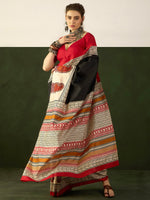 Thumbnail for NOZ2TOZ Women's Bhagalpuri Silk Black Printed Designer Saree With Blouse Piece - Distacart