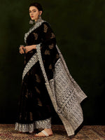 Thumbnail for NOZ2TOZ Women's Bhagalpuri Silk Black Printed Designer Saree With Blouse Piece - Distacart