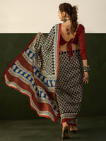 Thumbnail for NOZ2TOZ Women's Bhagalpuri Silk Black Printed Designer Saree With Blouse Piece - Distacart