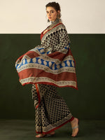 Thumbnail for NOZ2TOZ Women's Bhagalpuri Silk Black Printed Designer Saree With Blouse Piece - Distacart