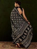 Thumbnail for NOZ2TOZ Women's Bhagalpuri Silk Black Printed Designer Saree With Blouse Piece - Distacart
