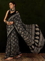 Thumbnail for NOZ2TOZ Women's Bhagalpuri Silk Black Printed Designer Saree With Blouse Piece - Distacart