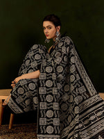 Thumbnail for NOZ2TOZ Women's Bhagalpuri Silk Black Printed Designer Saree With Blouse Piece - Distacart
