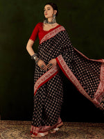Thumbnail for NOZ2TOZ Women's Bhagalpuri Silk Black Printed Designer Saree With Blouse Piece - Distacart