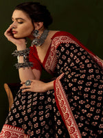 Thumbnail for NOZ2TOZ Women's Bhagalpuri Silk Black Printed Designer Saree With Blouse Piece - Distacart
