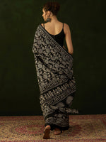Thumbnail for NOZ2TOZ Women's Bhagalpuri Silk Black Printed Designer Saree With Blouse Piece - Distacart