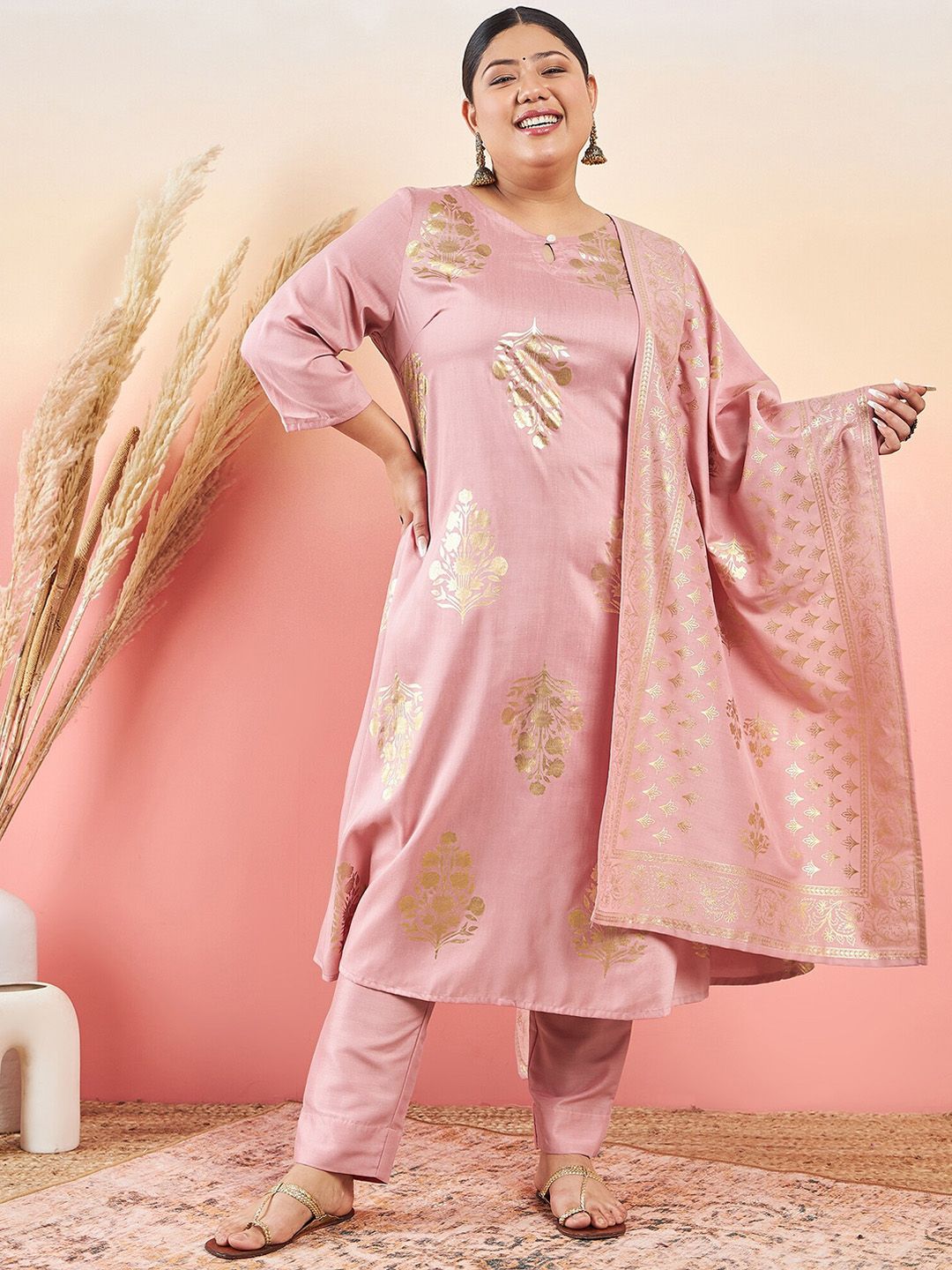 Sztori Floral Printed Keyhole Neck Straight Kurta With Trouser & Dupatta - Distacart